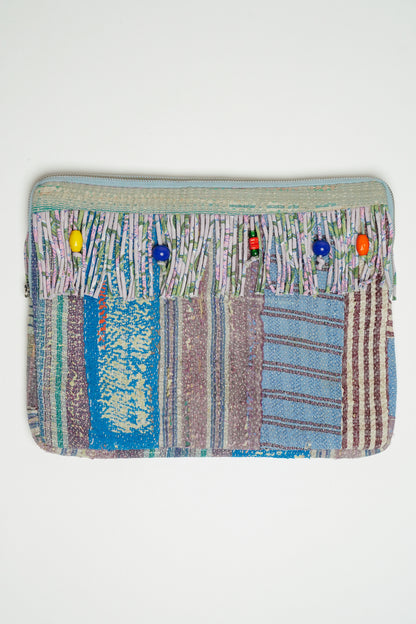 THE BLUE ISLAND - Kantha Fringe Laptop Sleeve