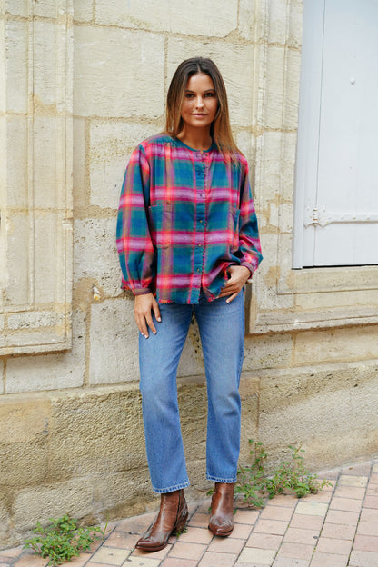 L'ÎLE BLEUE - Blouse Kamini Tartan
