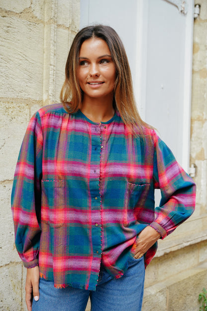 L'ÎLE BLEUE - Blouse Kamini Tartan