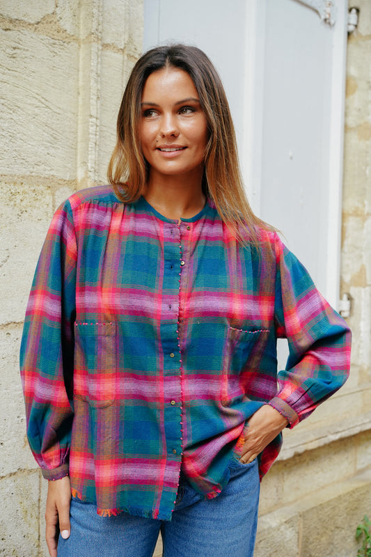 L'ÎLE BLEUE - Blouse Kamini Tartan