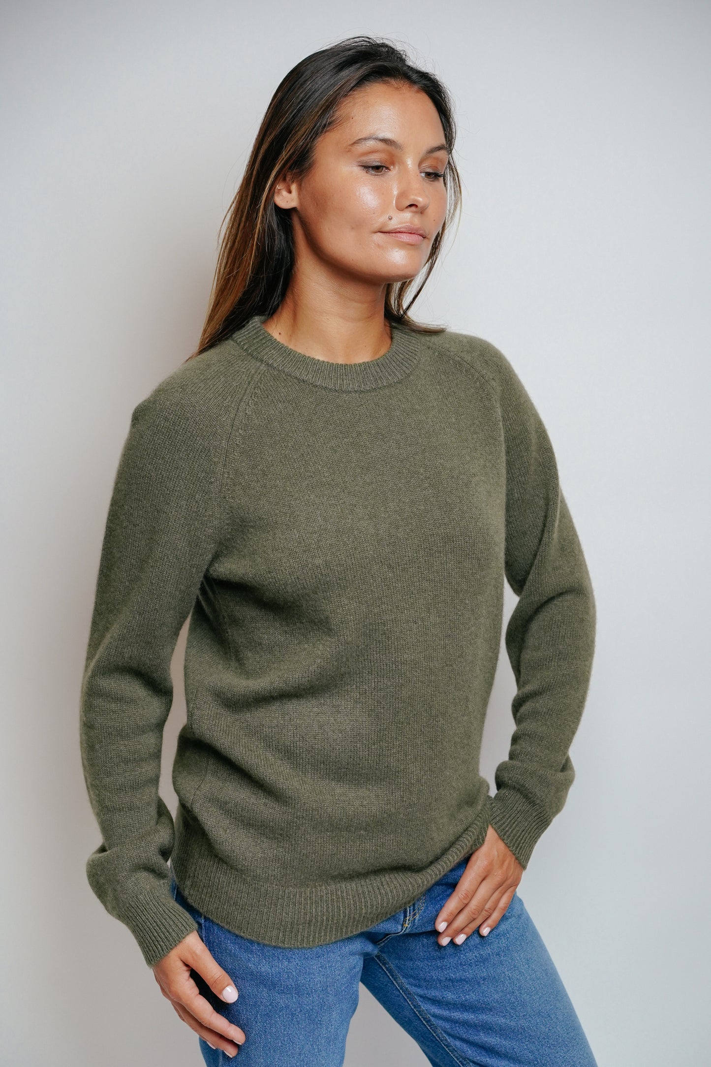 ESTHÈME - Round Neck Cashmere Khaki