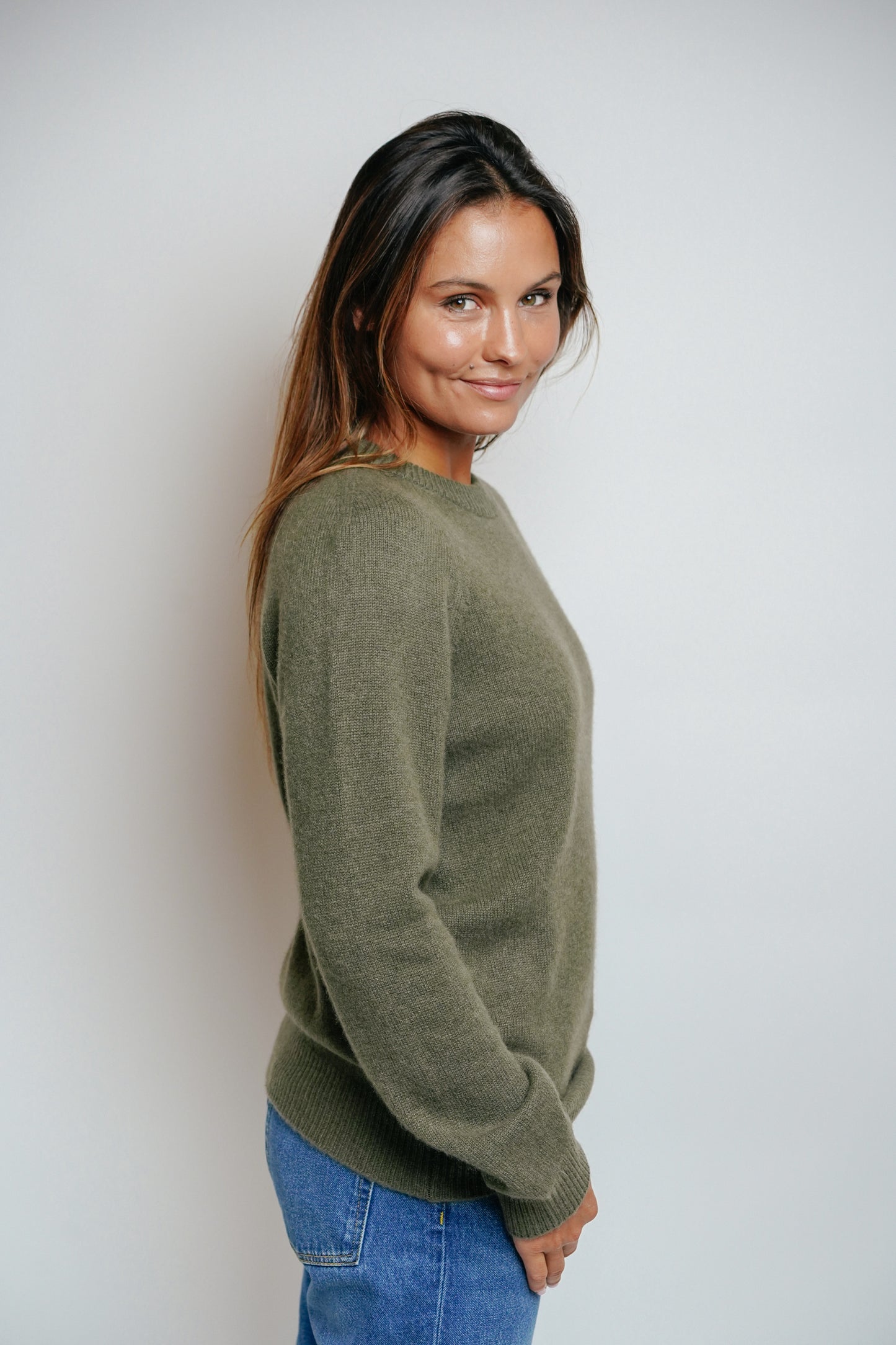 ESTHÈME - Round Neck Cashmere Khaki