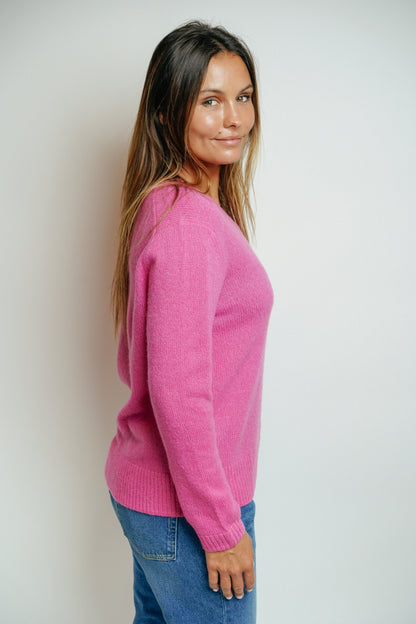 ESTHÈME - Small V-Neck Pink Cashmere