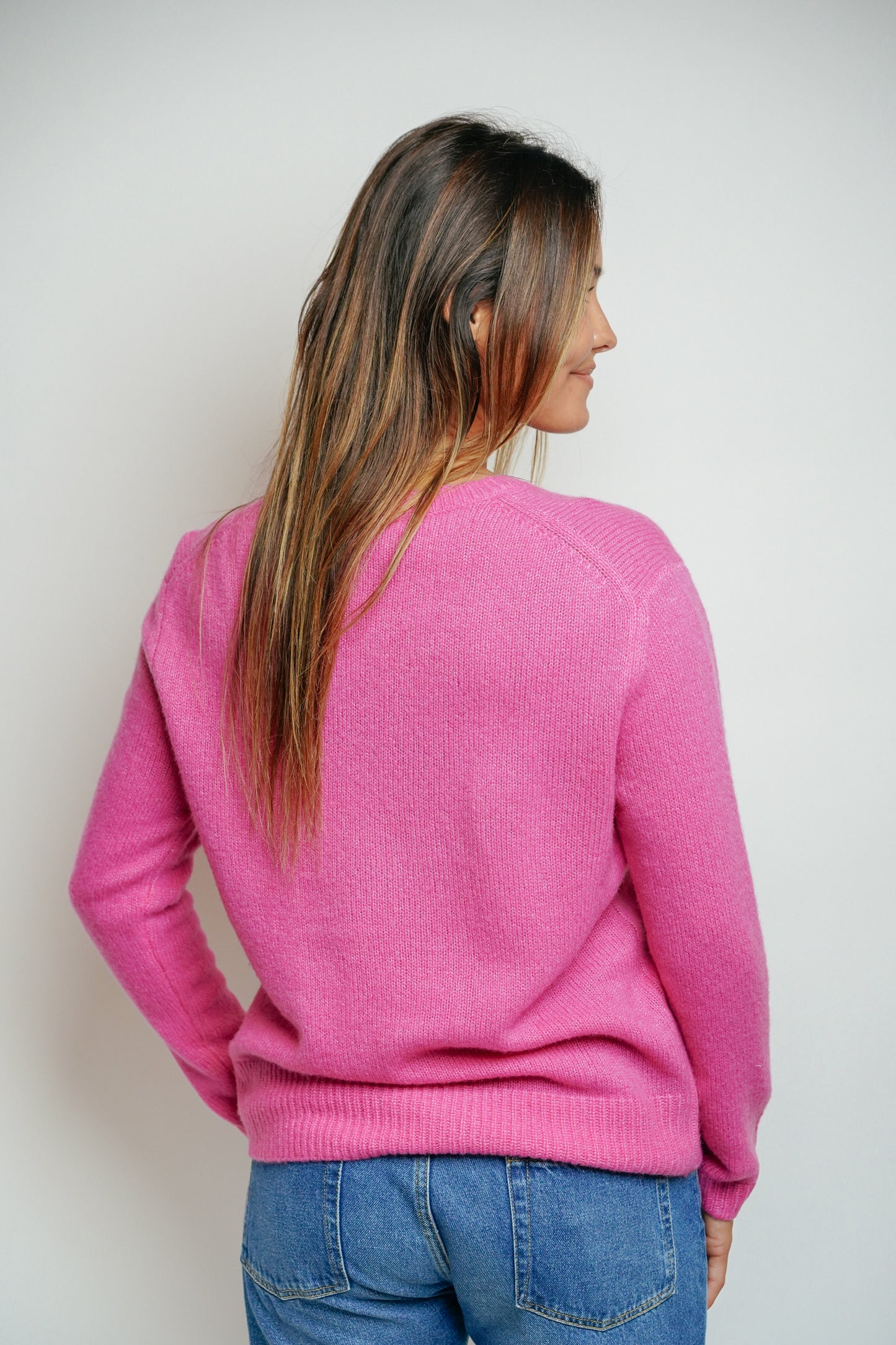ESTHÈME - Small V-Neck Pink Cashmere