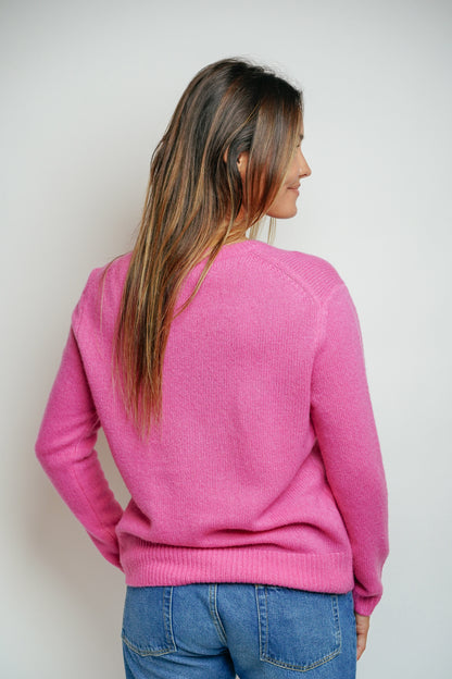 ESTHÈME - Small V-Neck Pink Cashmere