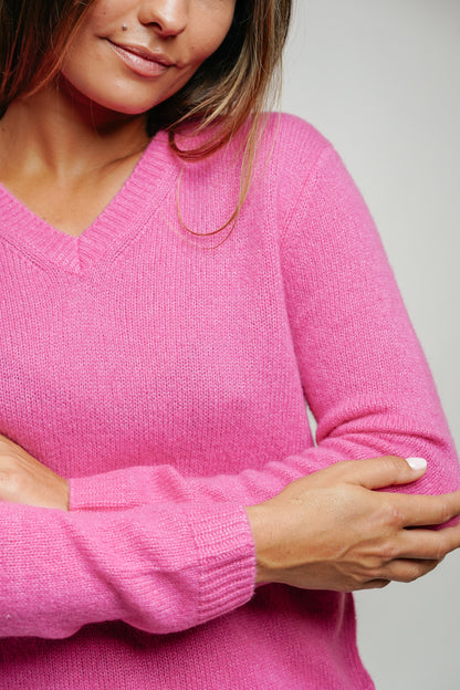 ESTHÈME - Small V-Neck Pink Cashmere