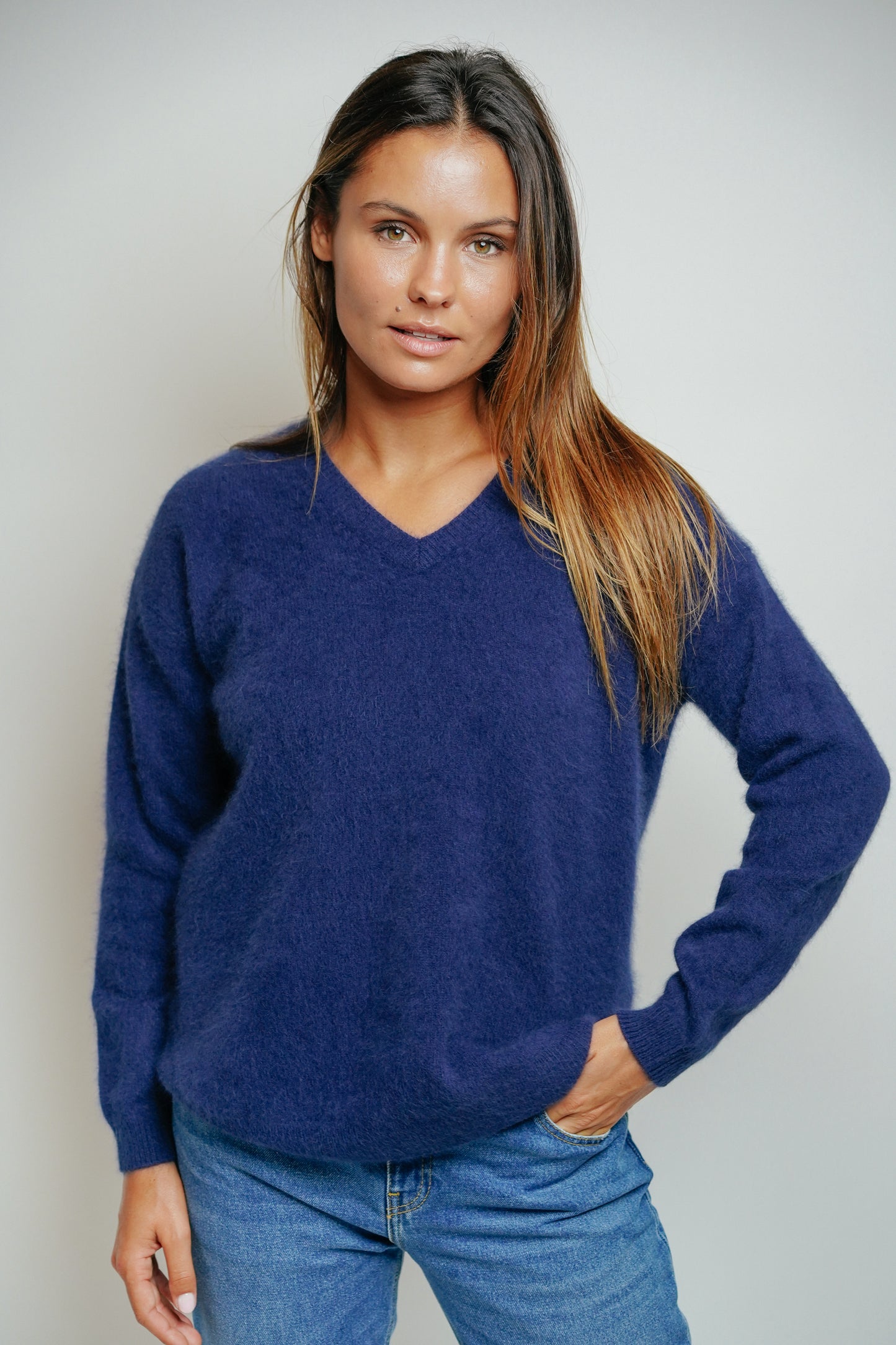 ESTHÈME - Small V-Neck Raccoon Navy