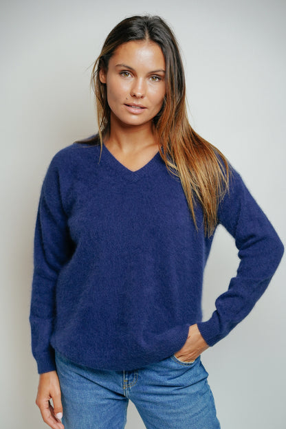 ESTHÈME - Small V-Neck Raccoon Navy