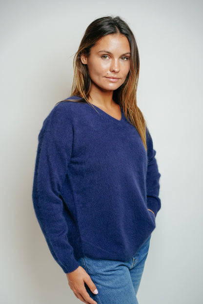 ESTHÈME - Small V-Neck Raccoon Navy