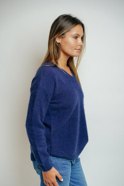 ESTHÈME - Small V-Neck Raccoon Navy