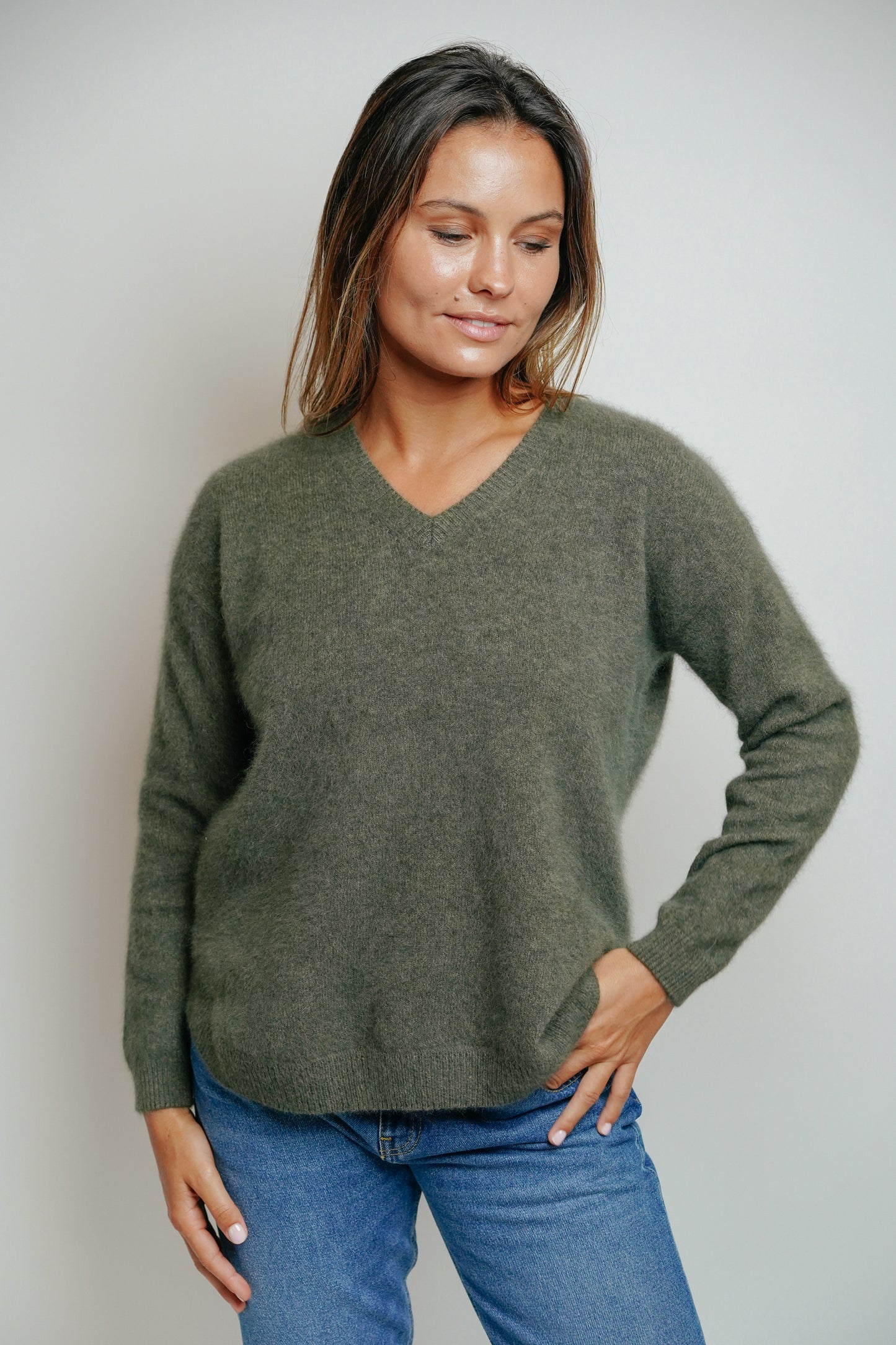 ESTHÈME - Small V-Neck Raccoon Khaki