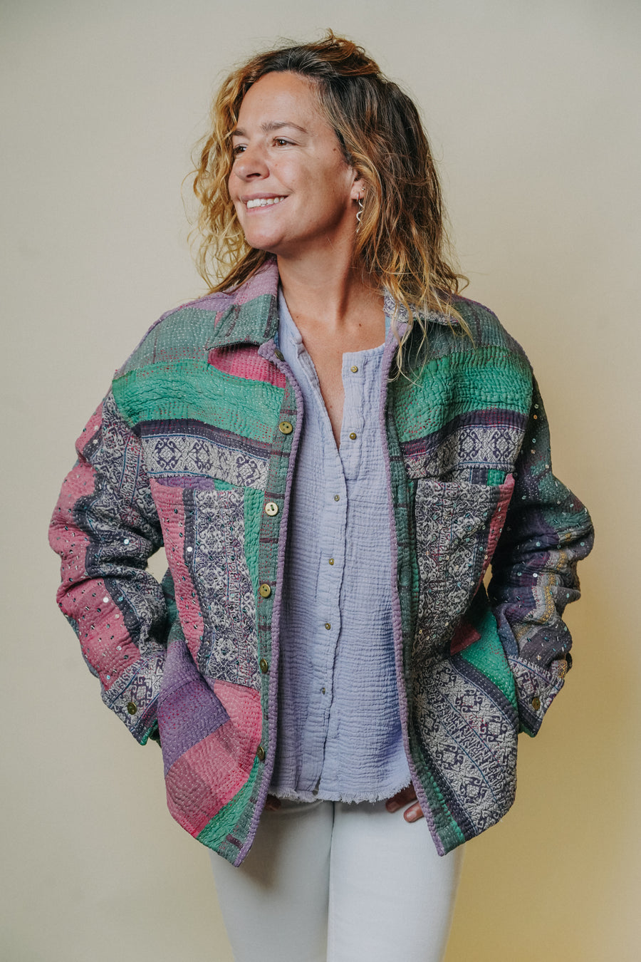 THE BLUE ISLAND - Kantha Jacket - Sequins