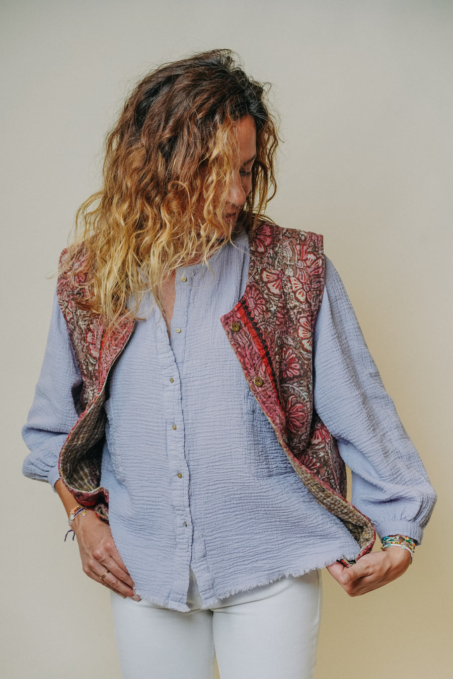 THE BLUE ISLAND - Kantha Vest