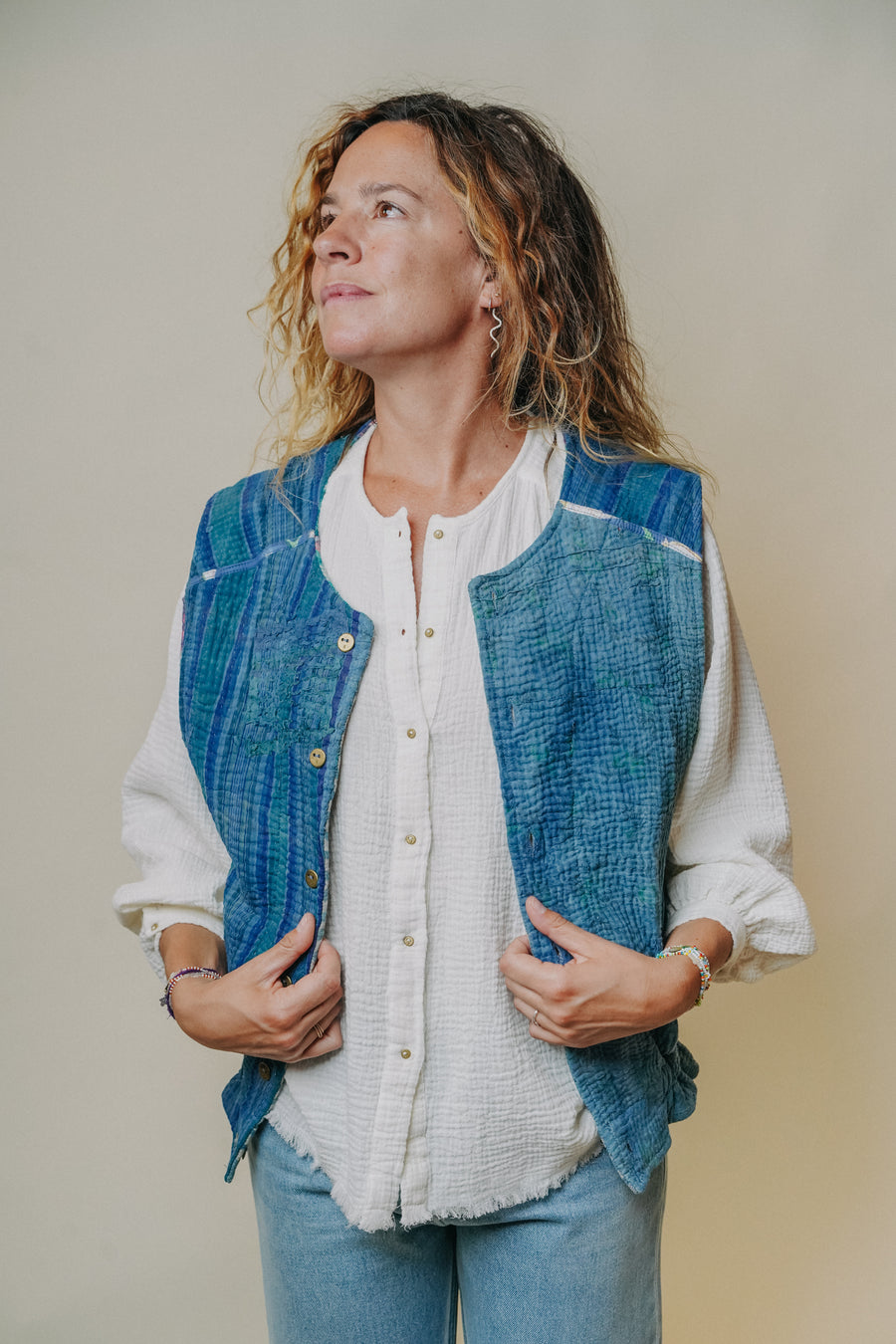 THE BLUE ISLAND - Kantha Vest
