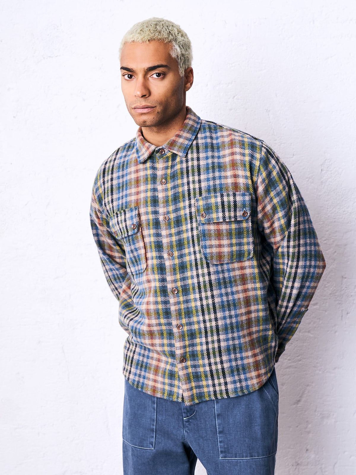 Surchemise homme Madson Camicia Patch à carreaux bleus, deuxième vue