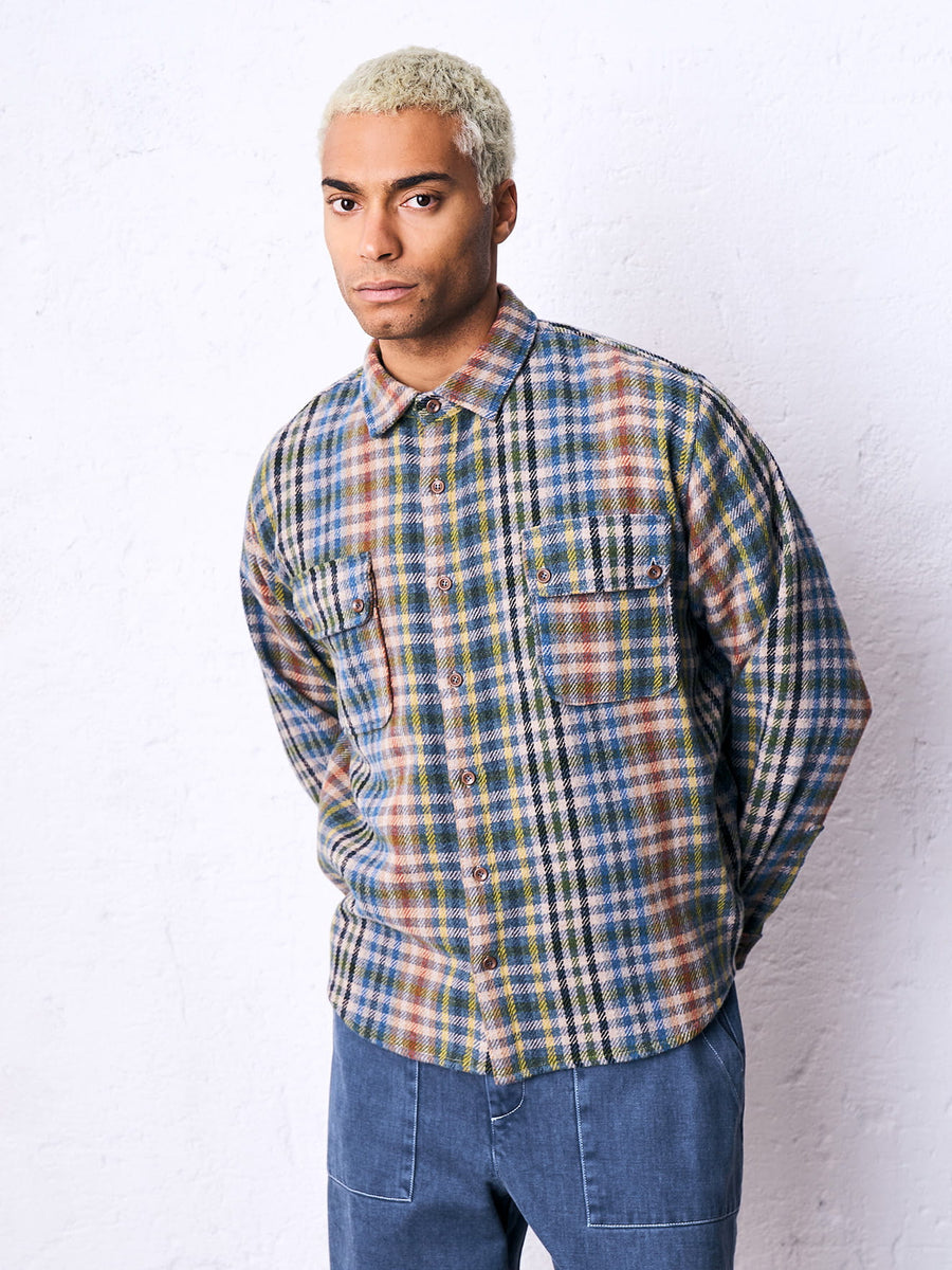Surchemise homme Madson Camicia Patch à carreaux bleus, deuxième vue