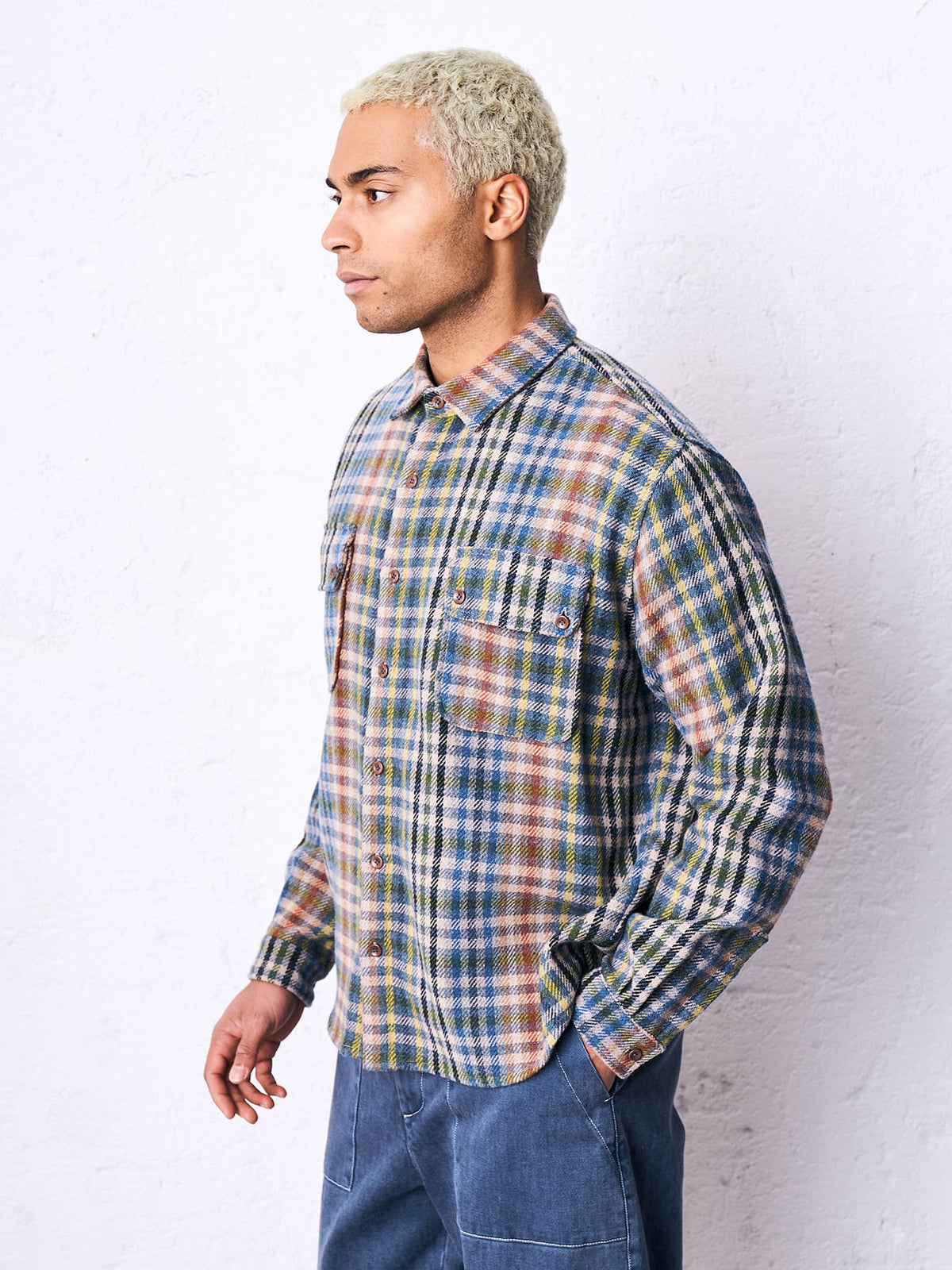Surchemise homme Madson Camicia Patch à carreaux bleus, troisième vue