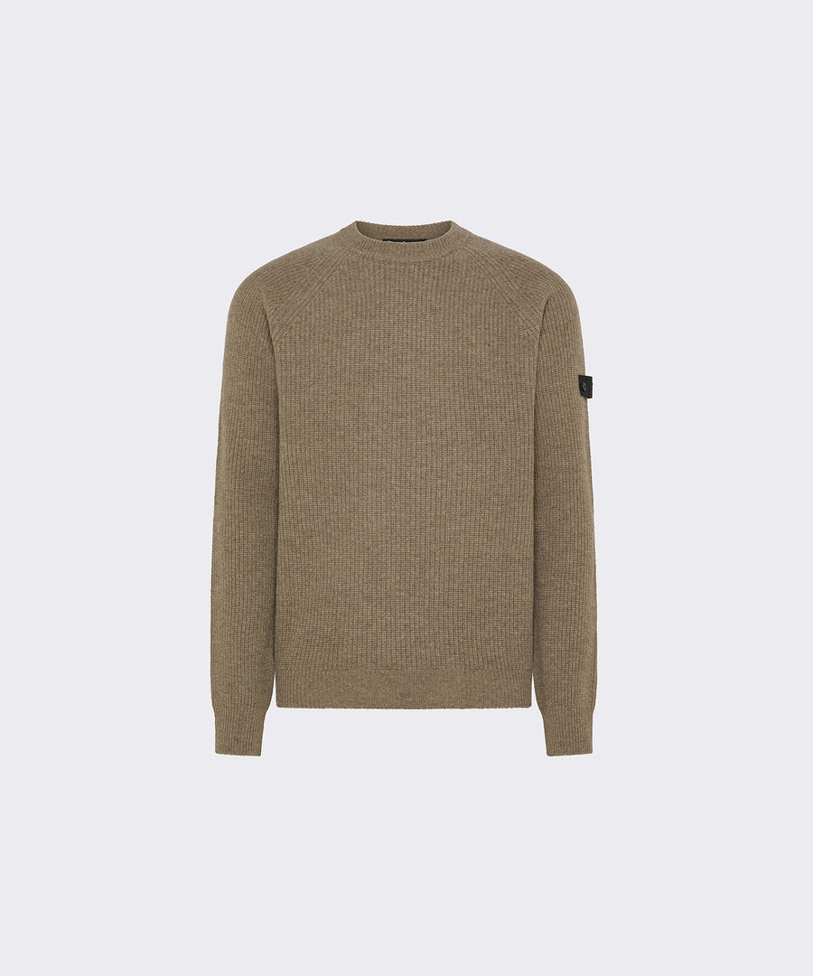 Pull homme Peuterey Mirak GRS en laine côtelée coloris Crockery beige