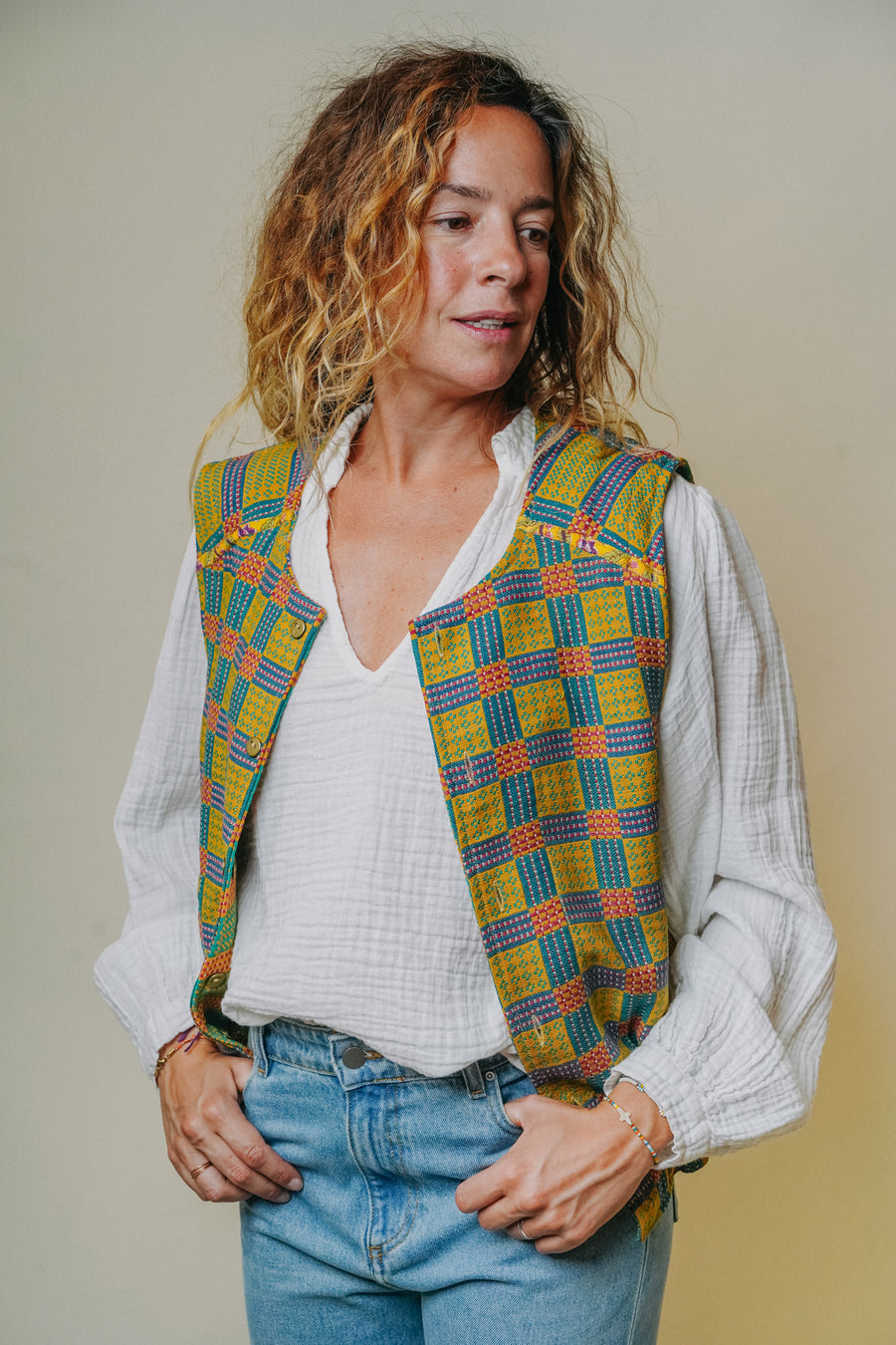 THE BLUE ISLAND - Kantha Vest