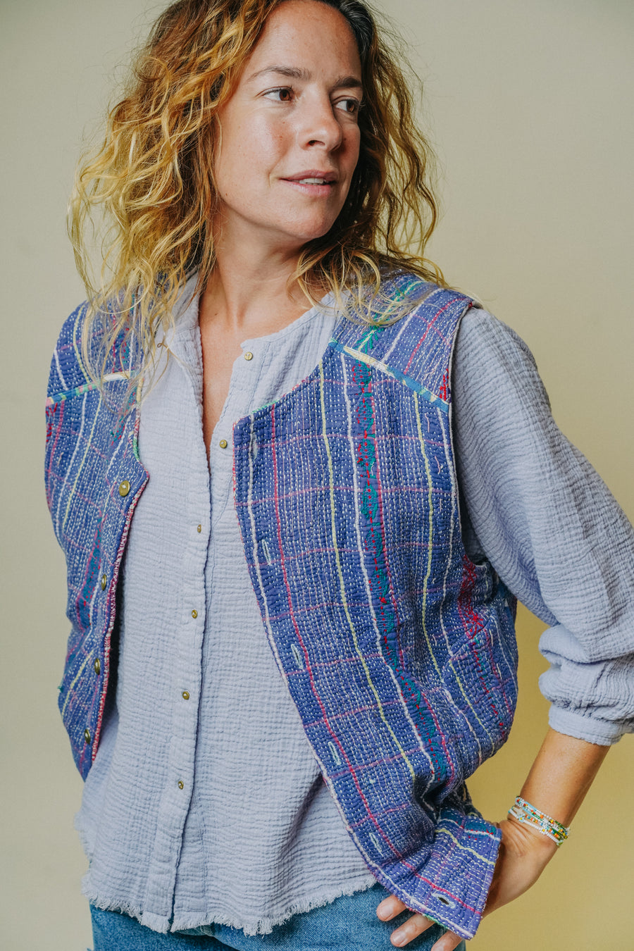 THE BLUE ISLAND - Kantha Vest
