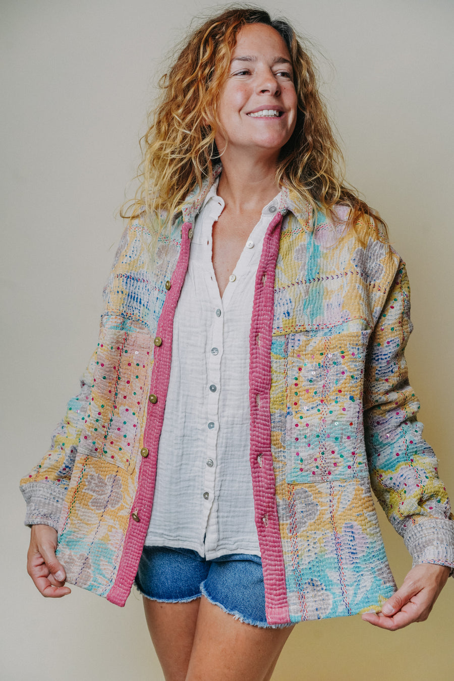 THE BLUE ISLAND - Kantha Jacket - Sequins