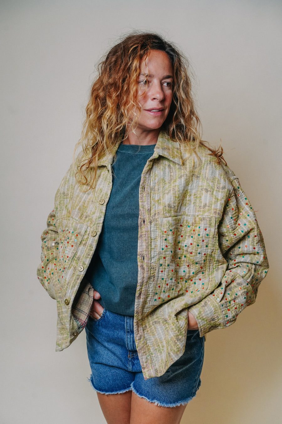 THE BLUE ISLAND - Kantha Sequin Jacket 1