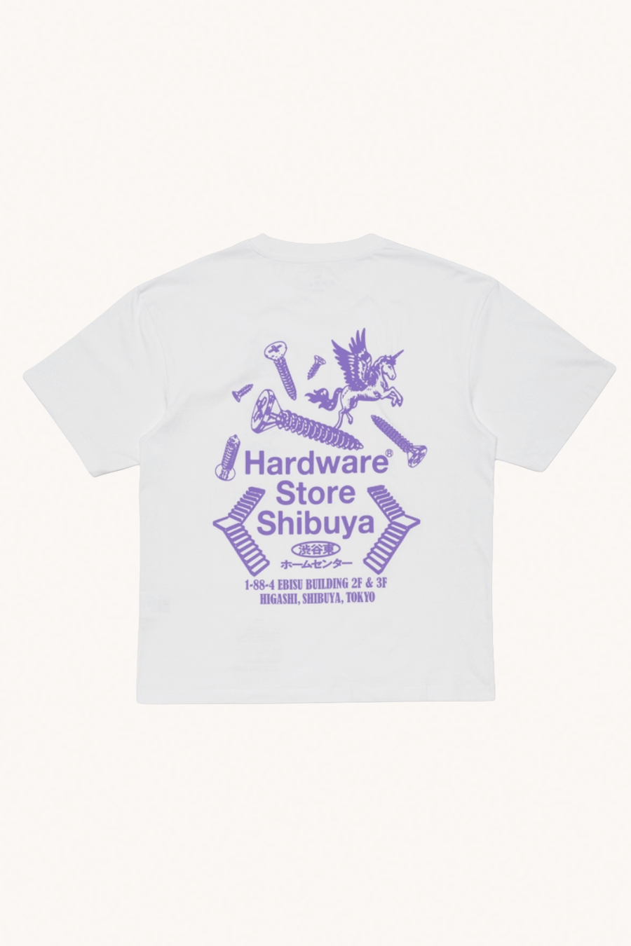 EDWIN - TEE-SHIRT MANCHE COURTE HARDWARE STORE SHIBUYA BLANC ET VIOLET