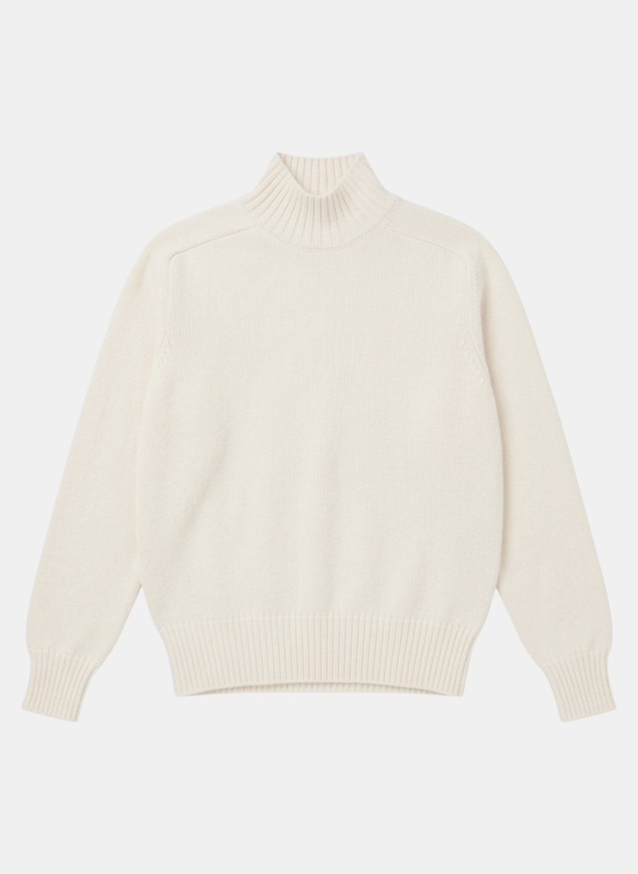 TRICOT JEAN MARC - PULL ENZA COL MONTANT ÉCRU