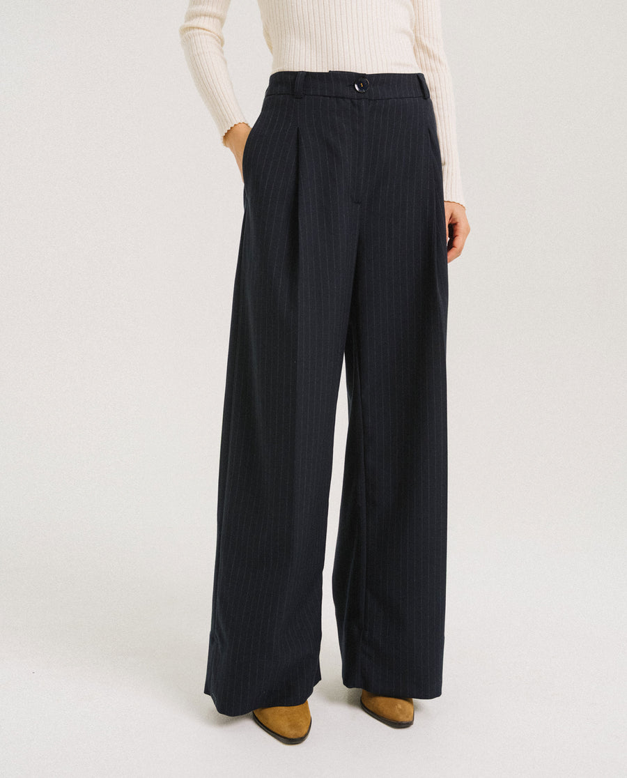 TINSELS - Pantalon Femme Costume Rayures Navy