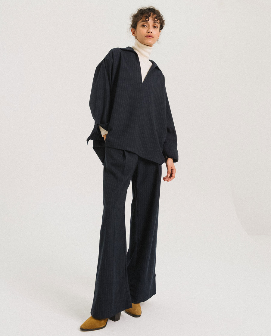 TINSELS - Pantalon Femme Costume Rayures Navy