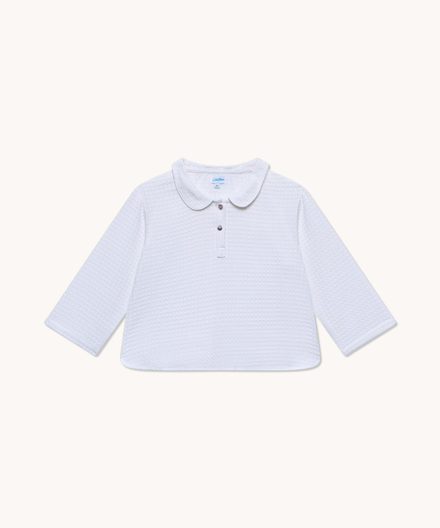 L'ÎLE BLEUE - BLOUSE POUR ENFANT NID D'ABEILLE BLANC