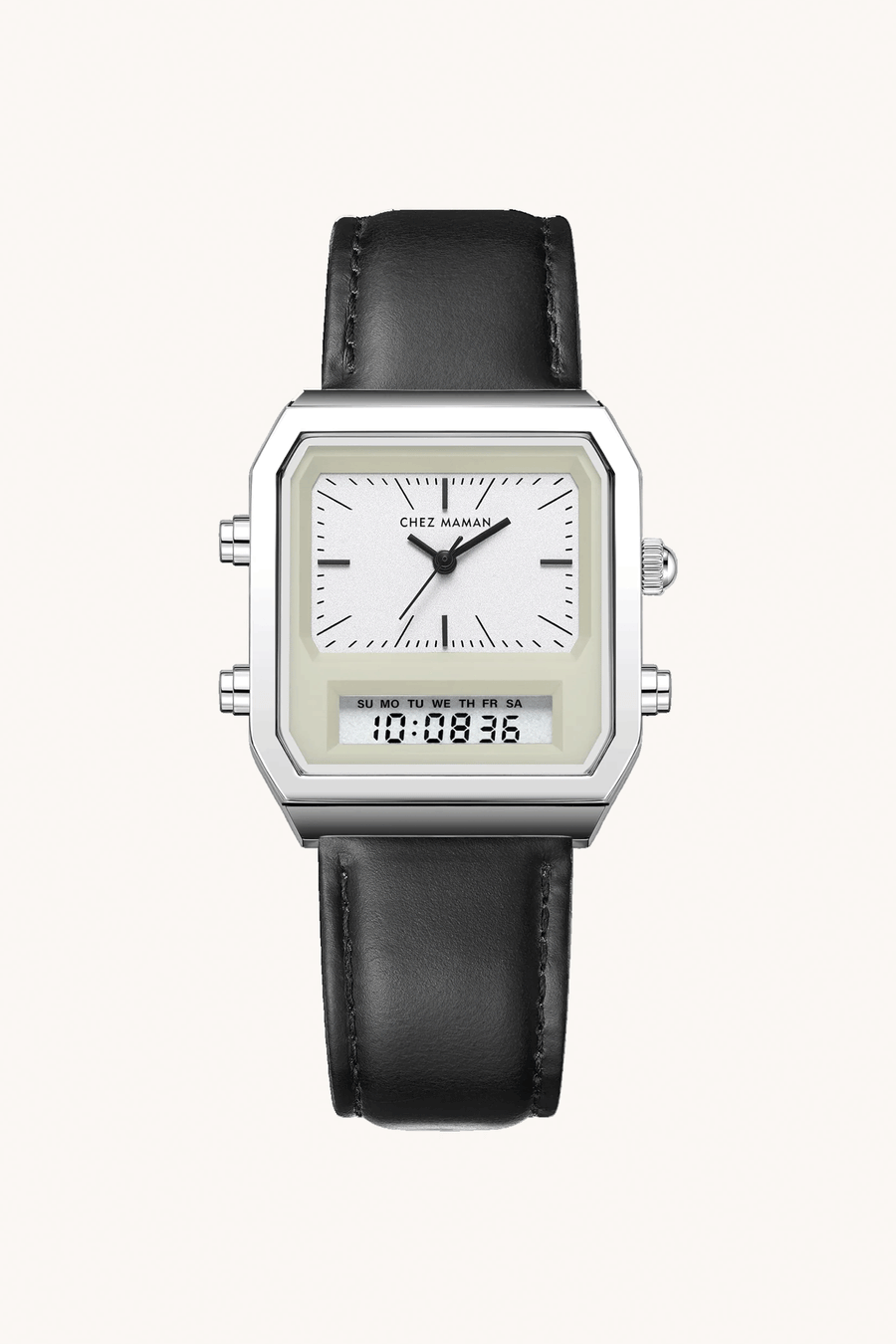 CHEZ MAMAN - LA TWIN CUIR SILVER COCONUT BLACK