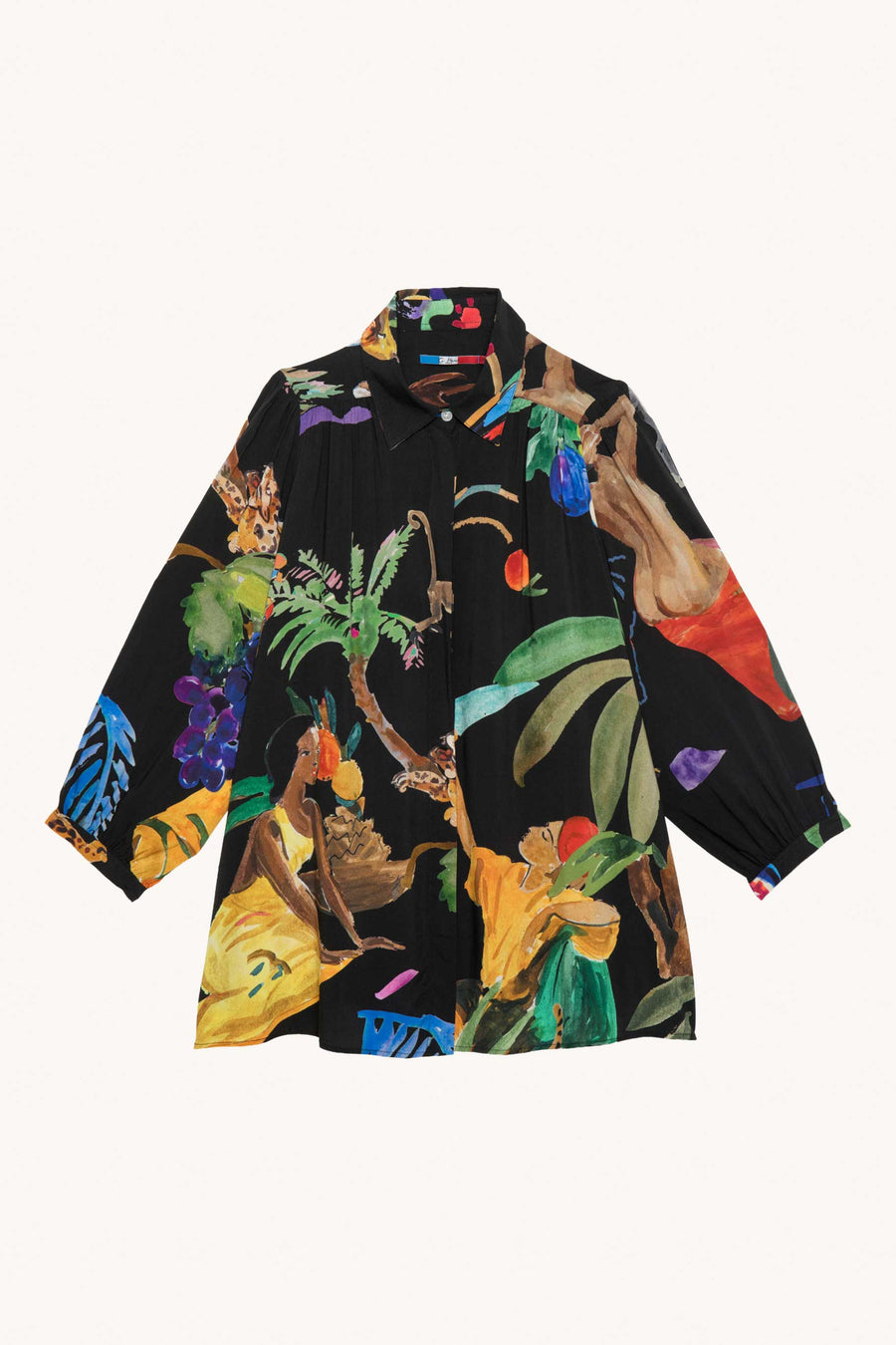 G.KERO - BLOUSE À MANCHES LONGUES FEMME NOIR ET TROPICAL