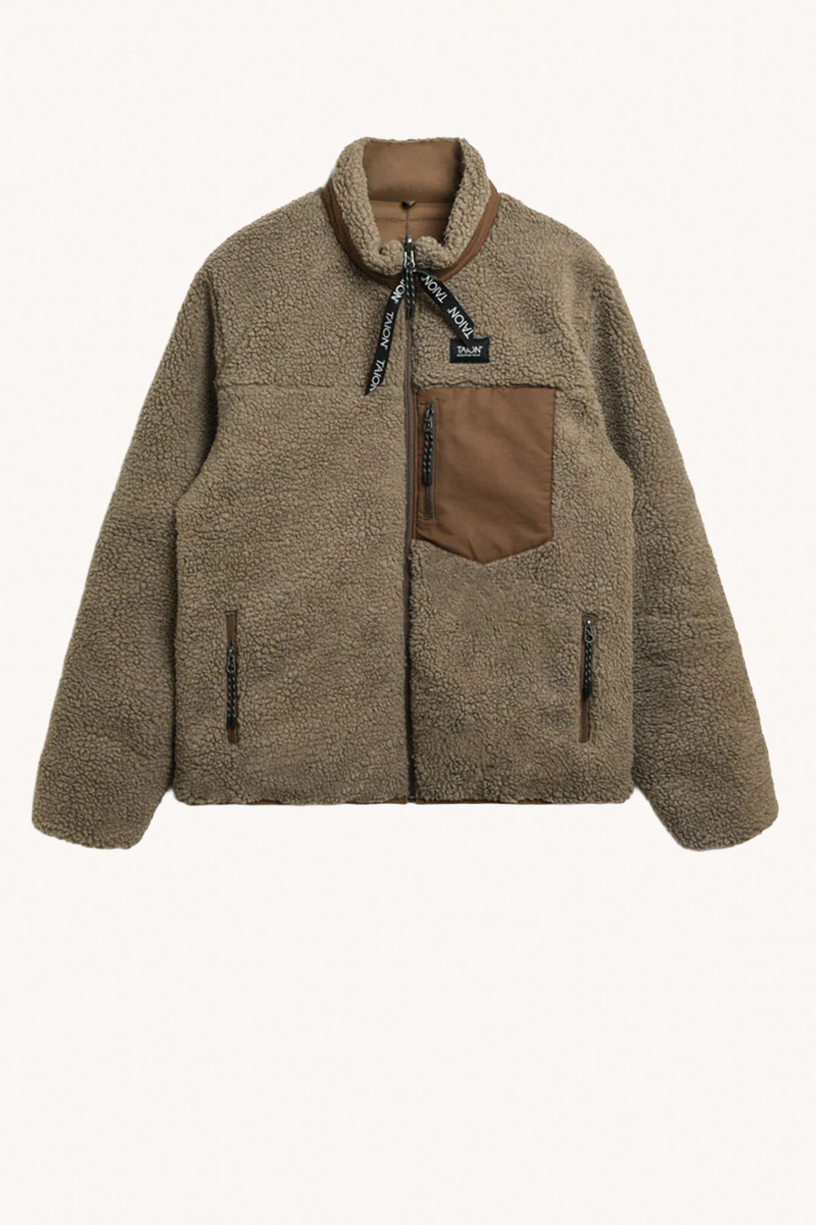 TAION - VESTE RÉVERSIBLE BOA MARRON