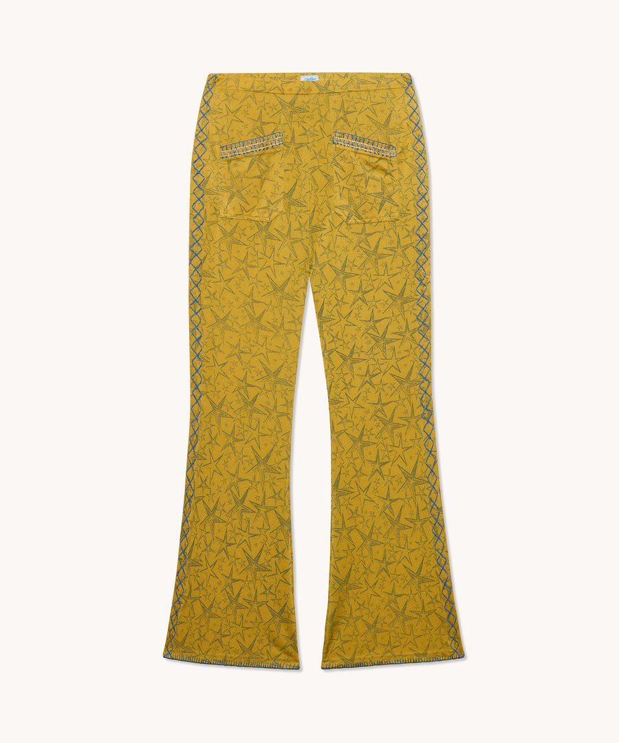 L'ÎLE BLEUE - PANTALON FLARE FEMME FLUIDE JAUNE STYLE 60'S