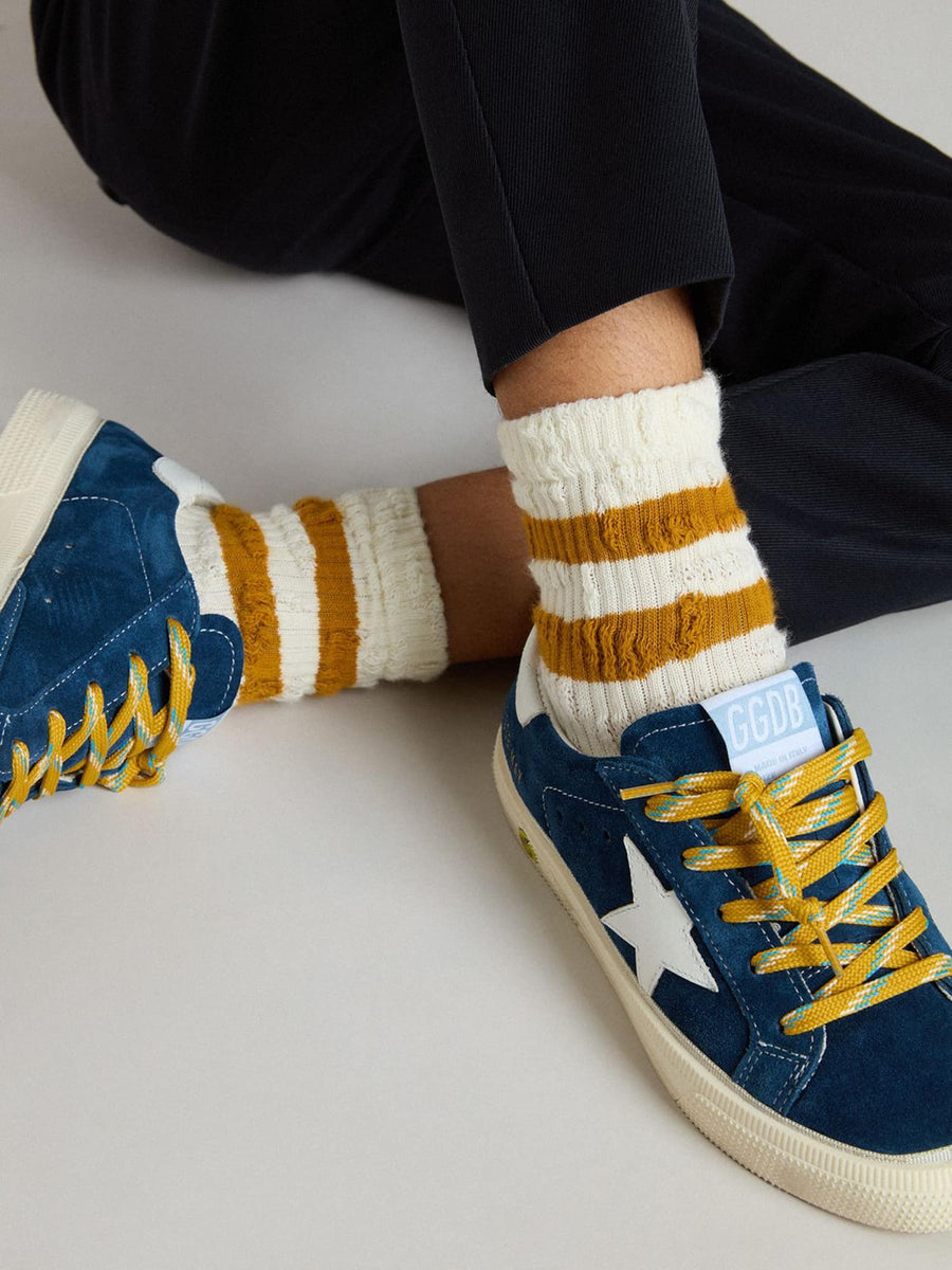 GOLDEN GOOSE - May Aviator Suede Navy