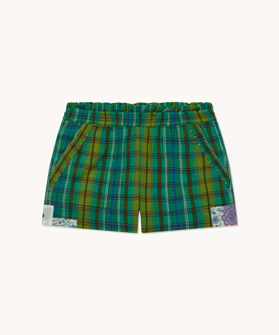 L'ILE BLEUE - Short Guadeloupe Madras vert