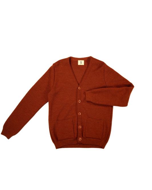 NITTO KNITWEAR - CARDIGAN EN LAINE MERINOS ORANGE