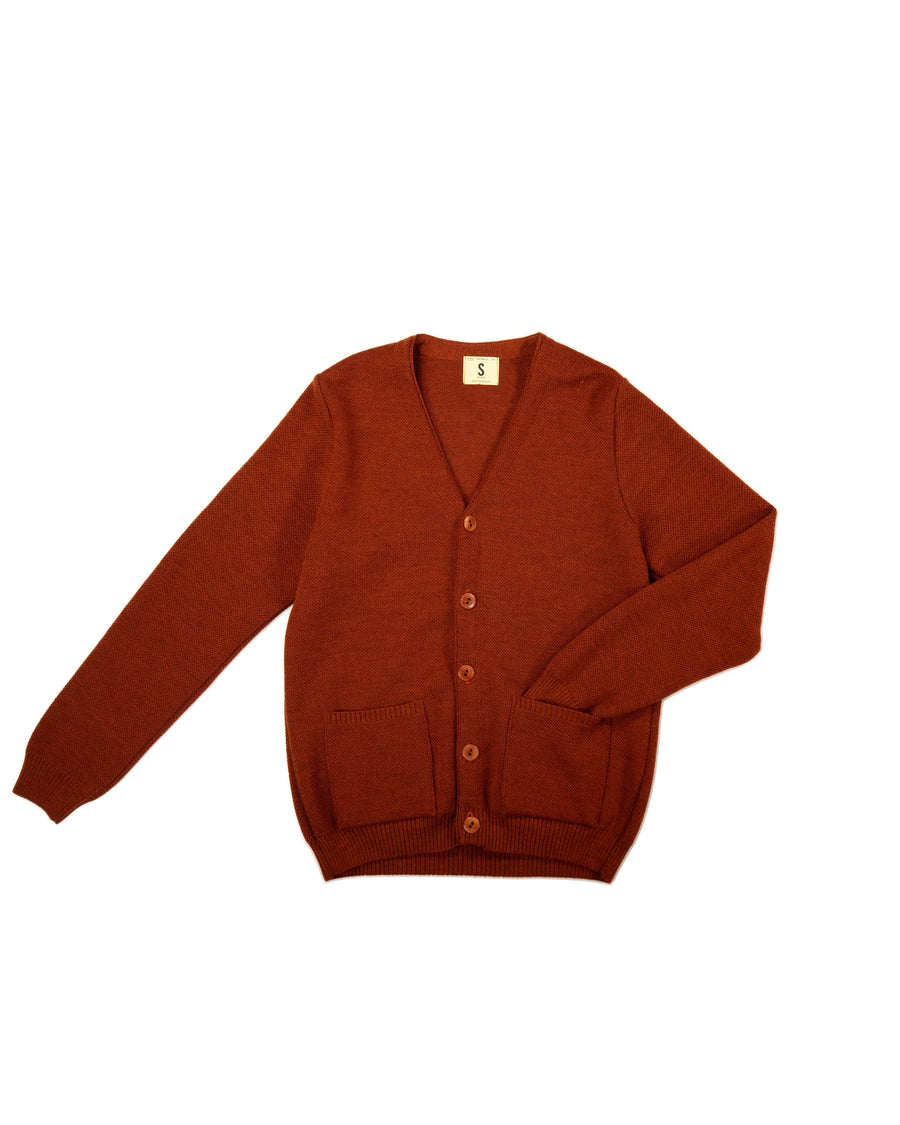 NITTO KNITWEAR - CARDIGAN EN LAINE MERINOS ORANGE