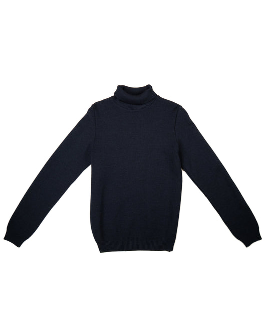 NITTO KNITWEAR - COL ROULÉ EN LAINE YOURI BLEU