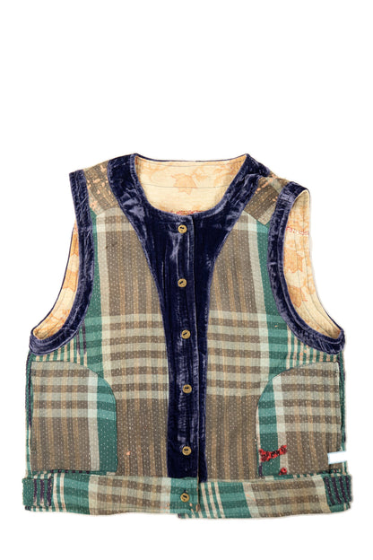 L'ÎLE BLEUE - GILET SANS MANCHES EN KANTHA