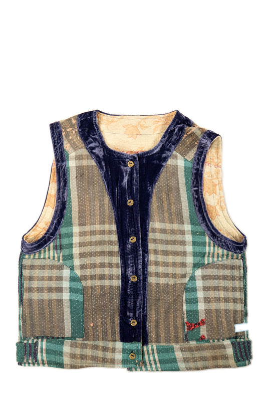 L'ÎLE BLEUE - GILET SANS MANCHES EN KANTHA