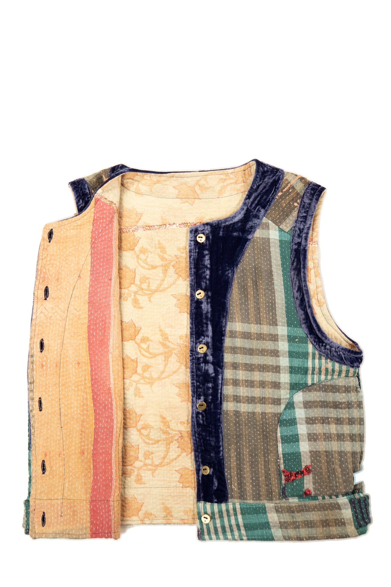 L'ÎLE BLEUE - GILET SANS MANCHES EN KANTHA