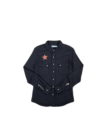 L'ÎLE BLEUE - CHEMISE BRODÉE BLEU AVEC ÉTOILE
