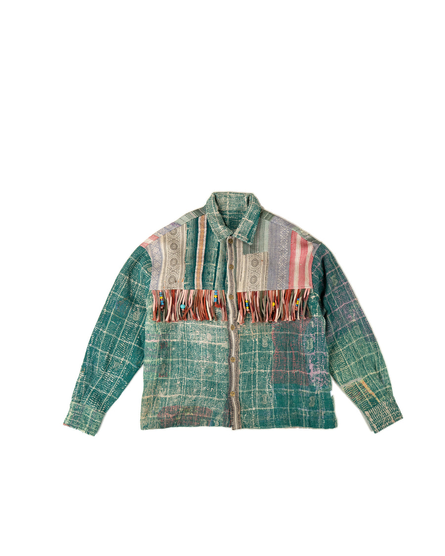 THE BLUE ISLAND - KANTHA JACKET - FRINGES