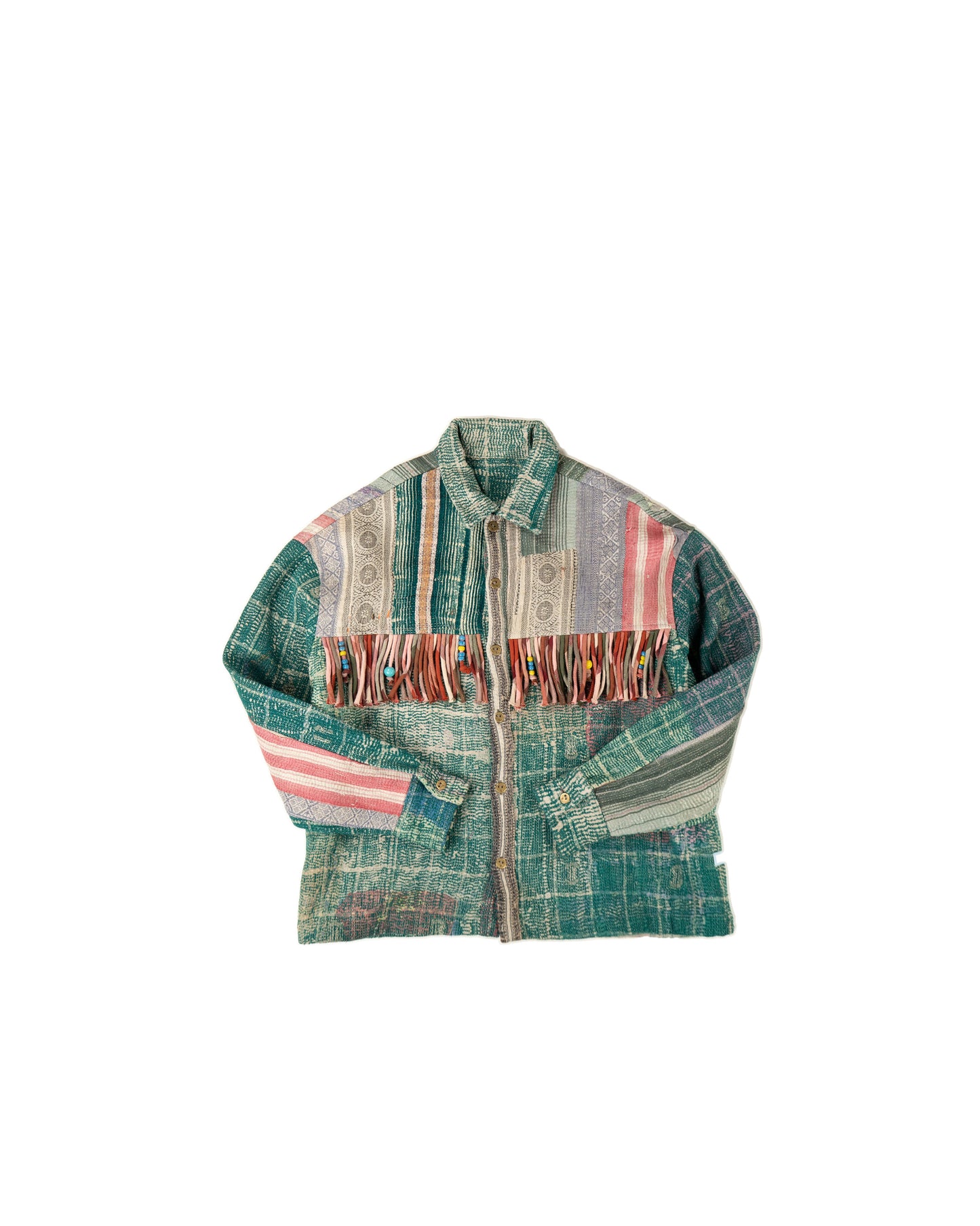 L'ÎLE BLEUE - VESTE KANTHA À FRANGE COULEUR 12