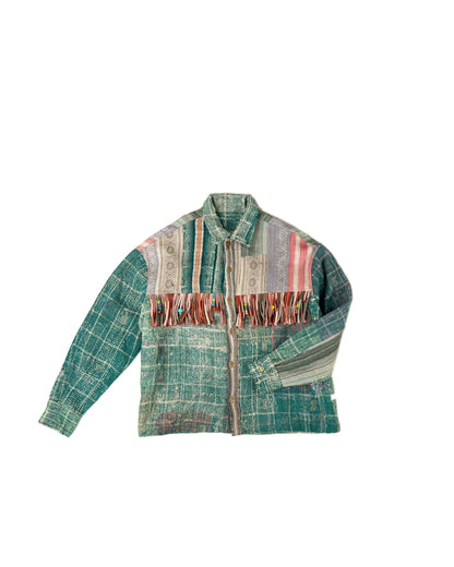 L'ÎLE BLEUE - VESTE KANTHA À FRANGE COULEUR 12