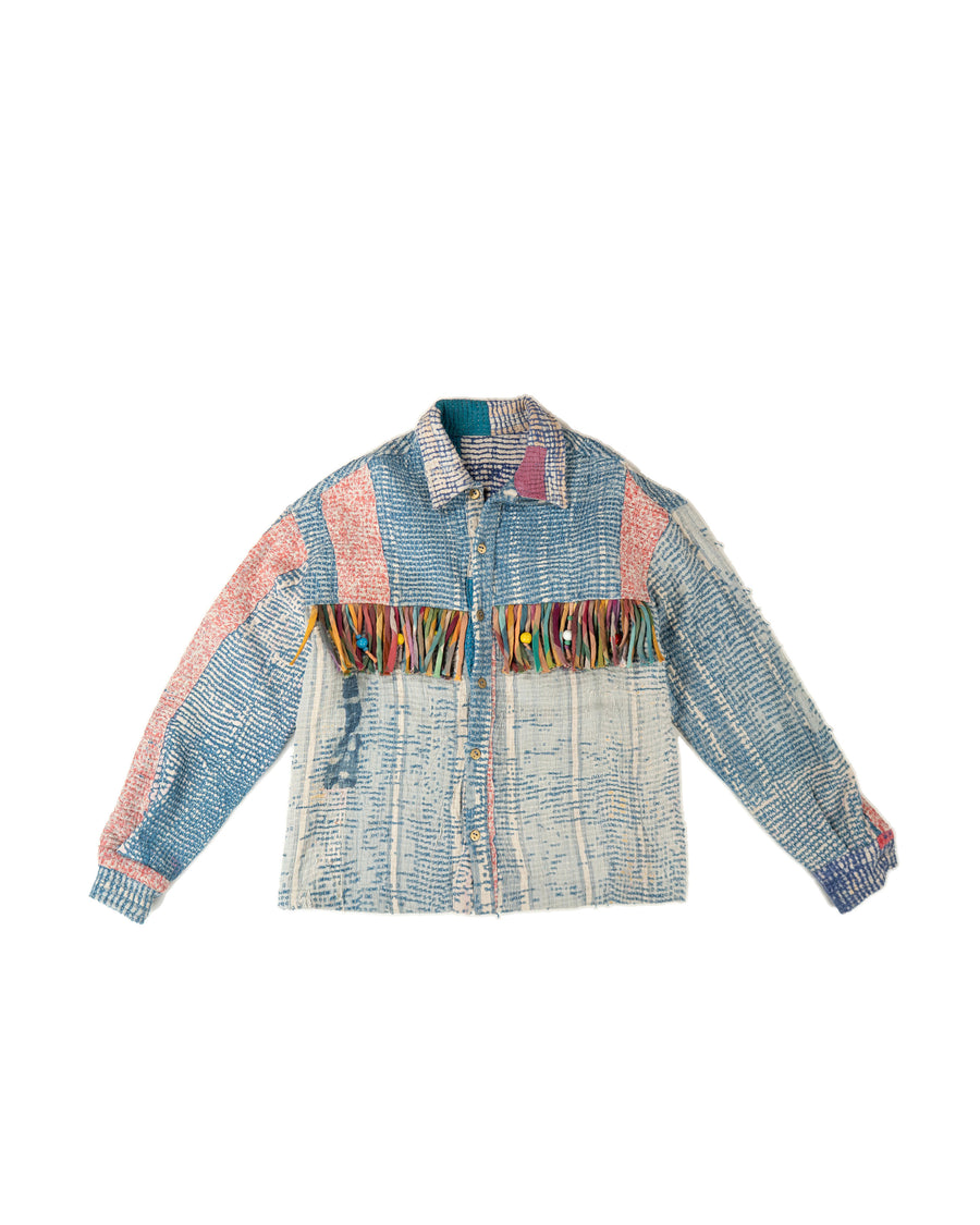 THE BLUE ISLAND - KANTHA JACKET - FRINGES