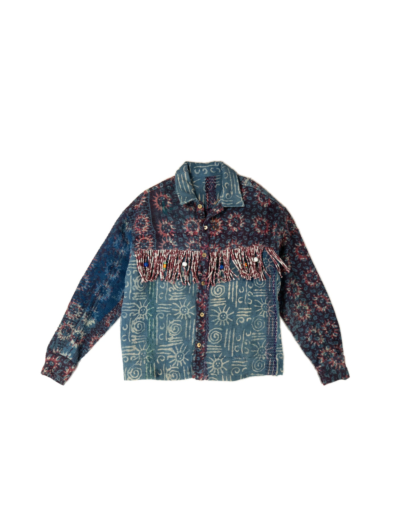 L'ÎLE BLEUE - VESTE KANTHA À FRANGES COULEUR  1