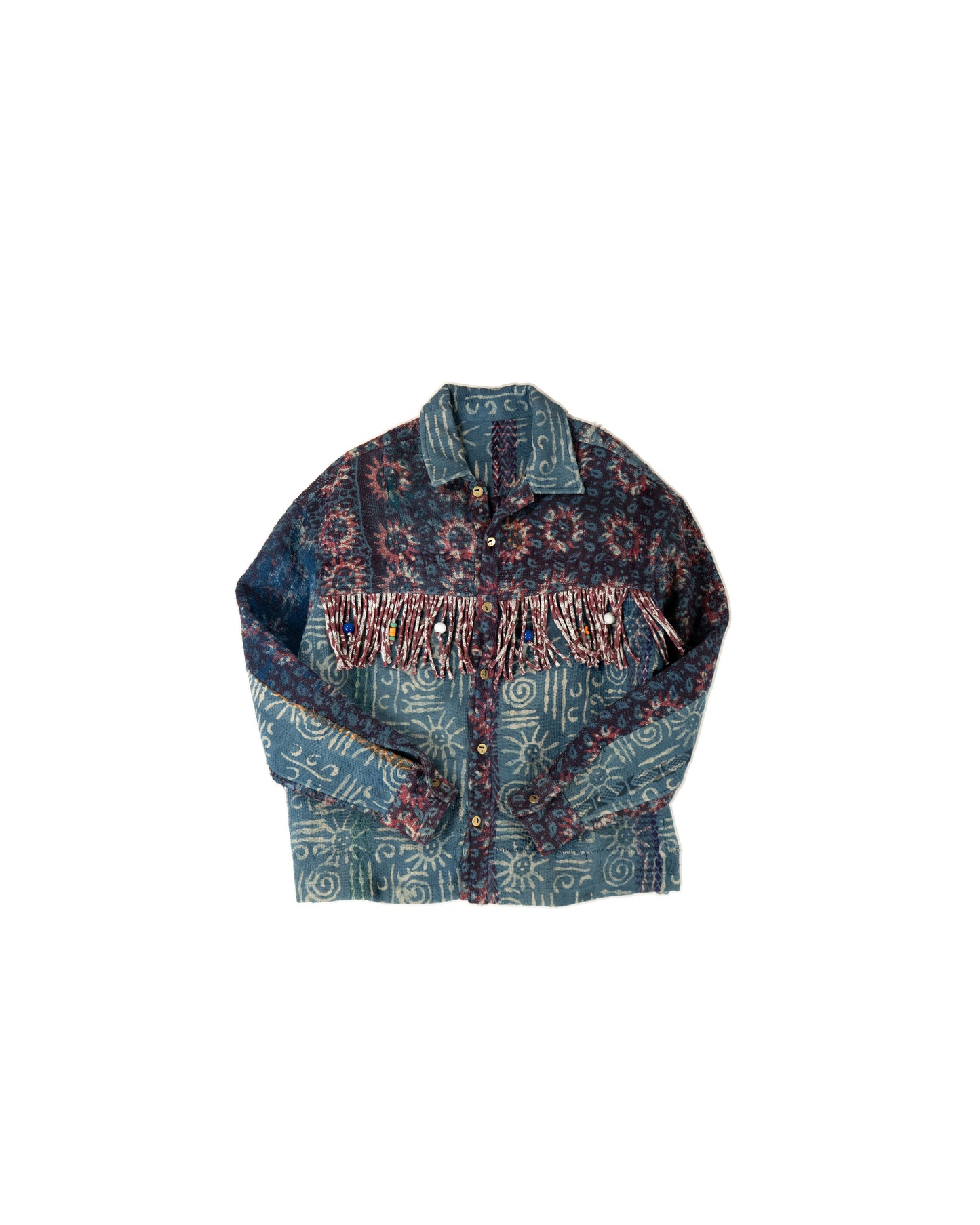 L'ÎLE BLEUE - VESTE KANTHA À FRANGES COULEUR  1